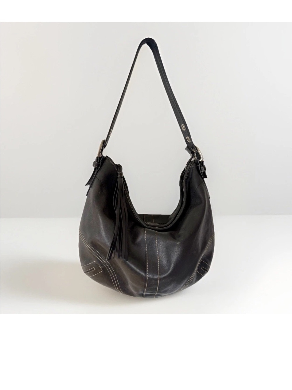 ❌SOLD❌COACH VTG 2007 Soho Large Hobo Slouchy Calfskin Shoulder Croissant Bag BLK
